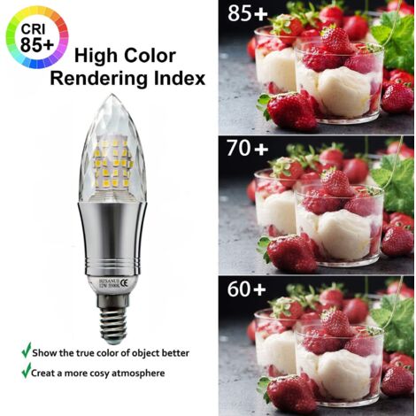 Lot de 4 Ampoule LED en Forme de Bougie E14 12W, Équivalent 100W Ampoule Incandescente,  Blanc Lumière du Chaud,  Ampoule Bougie Petit Edison à Vis NPTERBL