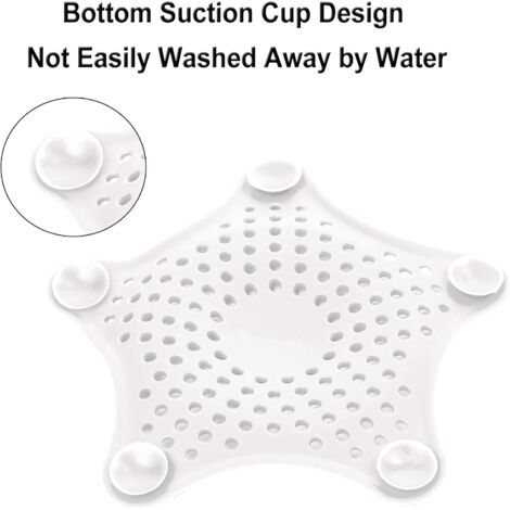 Filtre à Cheveux Pour Douche - Kit Anti-Bouchon - Compatible Avec La Plupart Des Drains - PVC Blanc - Facile à Nettoyer