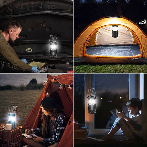 Lanterne Camping LED, Lampe Camping portable 350LM avec poignées en métal,  pour Tente Camping Randonnée Pêche