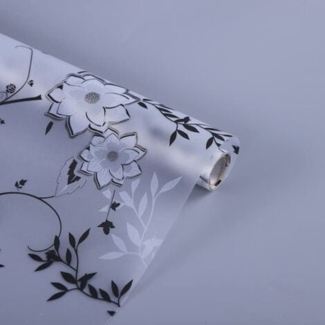 Film Fenetre Anti Regard Occultant, Fleur Film Electrostatique Vitre, 44.5x200CM NPTERBL