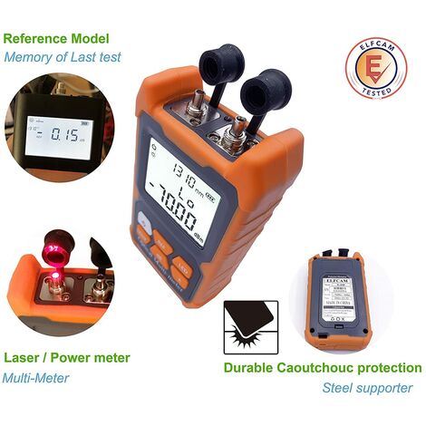 Elfcam E-280 Multimètre Optique Portable + VFL 2mW – Testeur Puissance Fibre Optique -50 à +26 DBm Avec Adaptateur SC Vers LC
