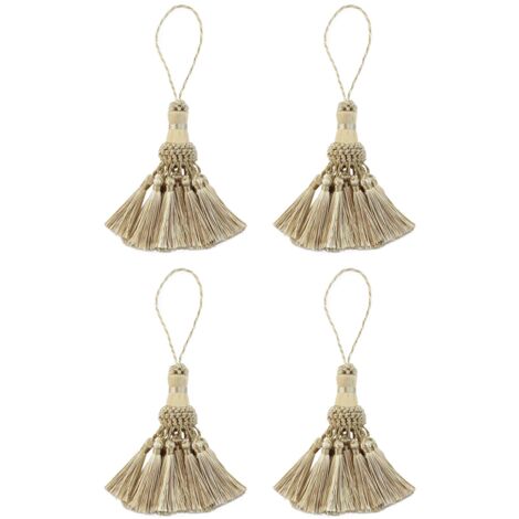 Lot de 4 pompons élégants en polyester colorés pour loisirs créatifs et décoration d'intérieur (beige) NPTERBL