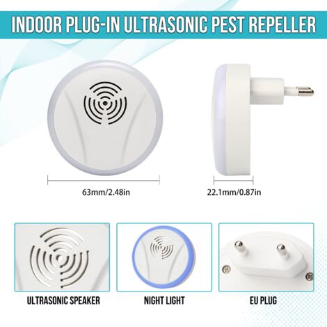Lot De 4 Répulsifs Ultrasons Anti-Moustiques Et Rongeurs - Couverture 1200 Pi² - Veilleuse Auto - Sans Produit Chimique