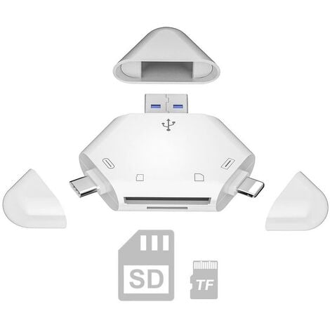 Lecteur de carte USB-C vers SD, lecteur de carte Micro SD TF de type C,  adaptateur 3 en 1 USB-C vers USB pour appareil photo, lecteur de carte  mémoire pour MacBook Pro/Air