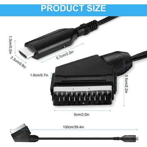 Adaptateur Péritel vers HDMI, Convertisseur Péritel vers HDMI avec câble  HDMI, Scart vers Hdmi Convertisseur, pour