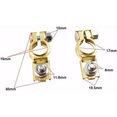 2 Paires De Bornes De Batterie En Laiton - Pour Batteries 12V/24V, Cosses Positives Et Négatives Jusqu'à 55mm