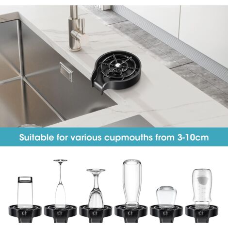 Rinceur De Verres 9 Jets Haute Pression – Acier Inox & ABS Noir – Accessoire Évier Cuisine Bar Maison