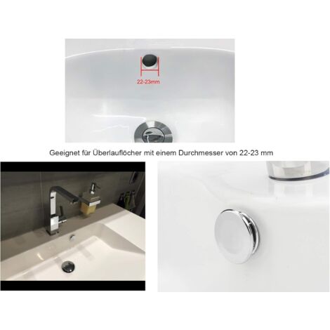 2 Bouchons Pour Trou De Trop-plein Lavabo - Diamètre 30 Mm, Noir, étanches, Pour évier, Baignoire, Cuisine - 9