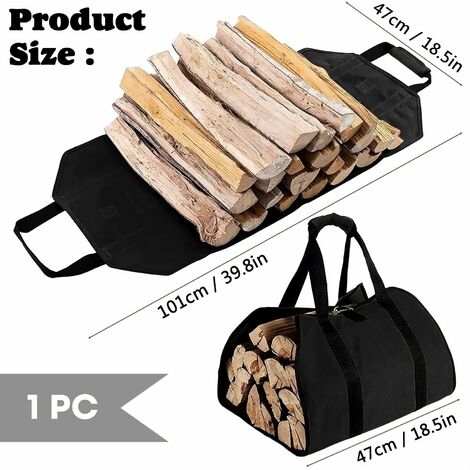Sac de Transport pour Bois de Chauffage, Toile Sac à Bûche