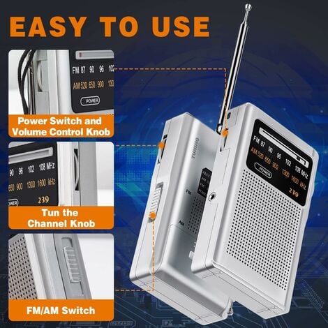 Mini Radio Portable,Poste Radio Transistor Avec Bouton FM Et Indicateur De  Signa