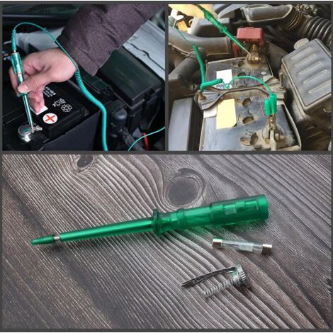 2 Testeurs De Tension Auto 6V-24V - Stylo Testeur Avec LED, Pince Crocodile Et Câble Extensible - Pour Voiture, Moto, Bateau - 9