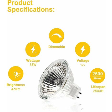 Lot De 5 Spots Halogènes MR16 12V - 20W 35W 50W - Marque Spectrum