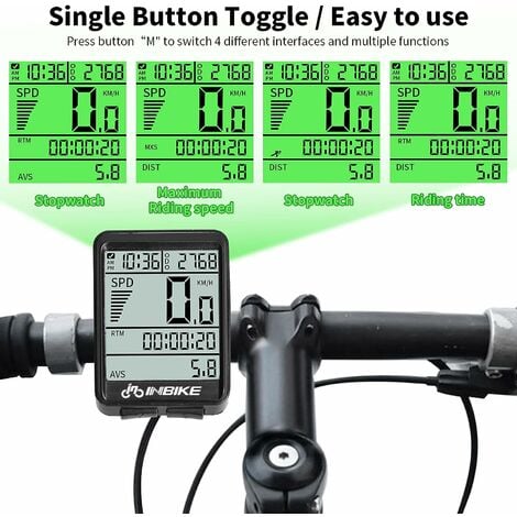 GROOFOO Compteur de Vélo sans Fil IP54 Compteur de Vitesse pour Vélo sans  Fil avec écran