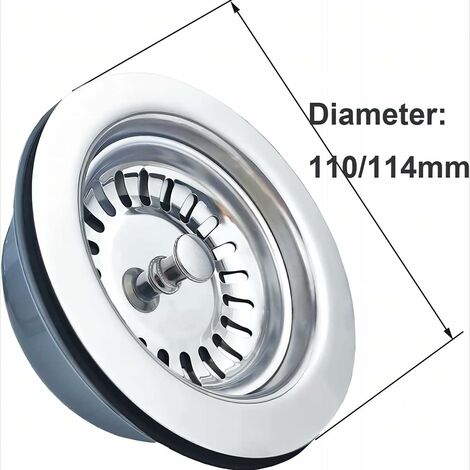 Bonde D'Évier De Cuisine 114 Mm Avec Panier Acier Inoxydable - Bride PP Blanche | Filtre à Déchets Universel