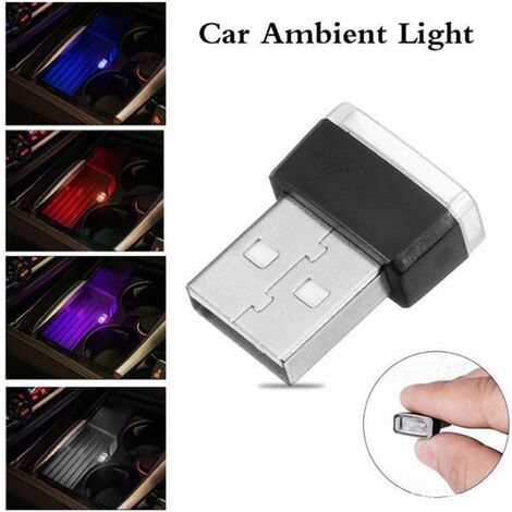 Kit LED Ambiance Voiture USB - 4 Lampes 7 Couleurs RGB Réglables Pour Habitacle