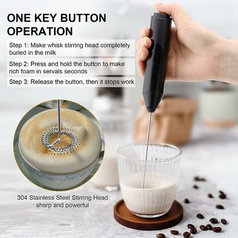 Mousseur à Lait électrique Portable - Fouet Inox Pour Latte, Cappuccino, Matcha - Fonctionne Sur Piles - Avec Couvercle