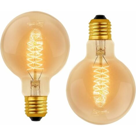 Ampoule Vintage G80 E27 Dimmable 40W Blanc Chaud 2700K, AC 220V, Ampoules de Décoration à Incandescence Rétro E27 Spirale Tungstène Filament Lampe, lot de 2