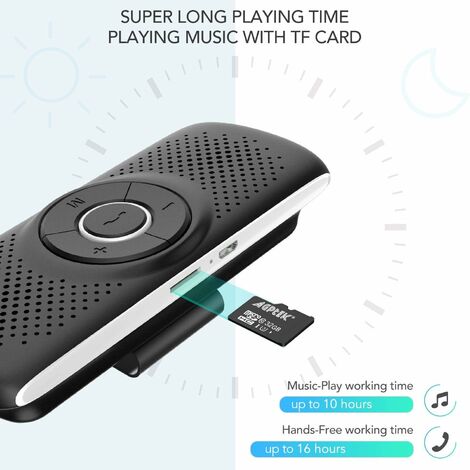 Kit Mains Libres Bluetooth Voiture - Haut-Parleur Intégré Avec Clip Magnétique Pour Pare-Soleil, Connexion Auto, Compatible Siri & Google