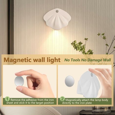 Veilleuse LED Veilleuse Rechargeable, Veilleuse Detecteur de Mouvement avec  Bande Magnétique Adhésive[Lot de 2]. 3