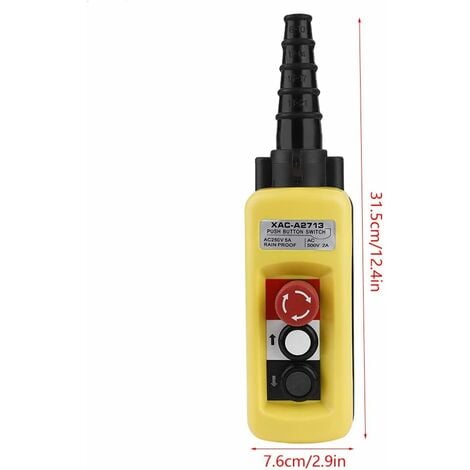 Commutateur de commande de palan à grue, contrôleur de palan à suspension XAC-A2713 avec interrupteur à bouton-poussoir de palan à chaîne avec fonction d'arrêt d'urgence (2 boutons)