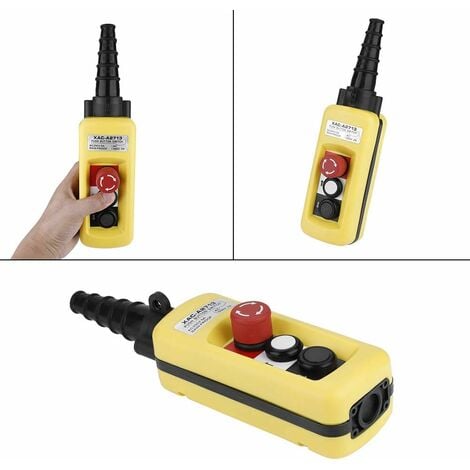Commutateur de commande de palan à grue, contrôleur de palan à suspension XAC-A2713 avec interrupteur à bouton-poussoir de palan à chaîne avec fonction d'arrêt d'urgence (2 boutons)