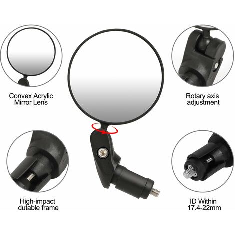 2 Rétroviseurs De Vélo Rotatifs 360° - Pour Guidon De 15 à 35 Mm, Miroir Convexe Large Angle - 8