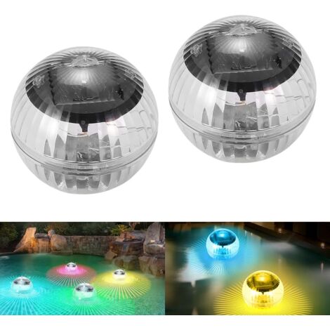 BORDEAG Lot De 2 Lampes Flottantes Piscine Solaire - Boules Lumineuses RGB 7 Couleurs Pour Jardin, Étang Et Piscine