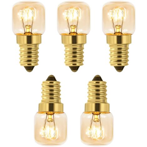 Lot de 5 Ampoule à Sel 15W E14 T22, Incandescence Blanc Chaud 2700K, 80LM, AC 230V, Ampoule Four 15w 300°, Pour Four, Frigo, Lampe de Sel, Fours Grill (1/5)