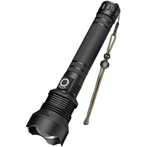 Lampe Torche LED Ultra Puissante,Lampe de Poche Rechargeable 90000 Lumens XHP70 Ajustable Zoomable Étanche Torche USB(y compris la batterie) (1/5)