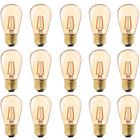 LED E27 Vintage Ampoule, ST45 Faciles à 1W=10W Ampoules à Incandescence, Super Blanc Chaud 2200 K E27 Medium Base Ampoule Lampe de Chevet, Doré en Verre, Non Dimable, Lot de 15 [Classe énergétique G]