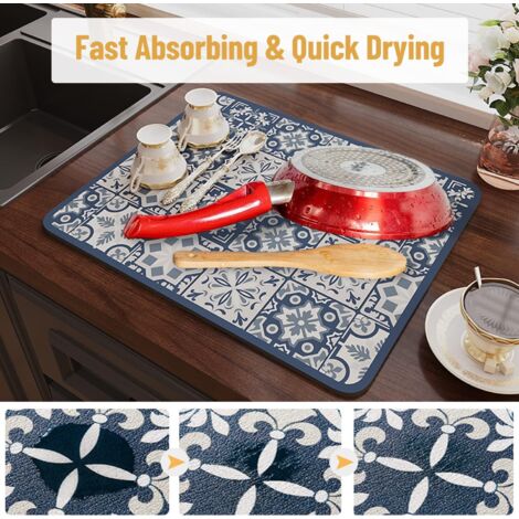Tapis Égouttoir Vaisselle Absorbant NeuWee - 30x40 Cm - Séchage Rapide, Antidérapant - Pour Comptoir De Cuisine