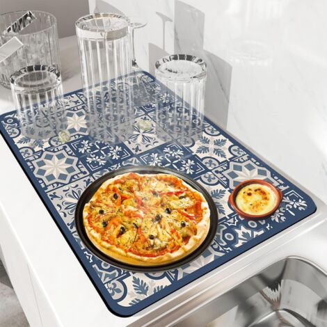 Tapis égouttoir à Vaisselle En Silicone 43x34 Cm - Absorbant, Avec Trous D'évacuation - Pour évier De Cuisine - Séchage Rapide
