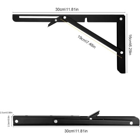 2 Pièces Equerre Rabattable Murale Noir, 400 X170mm Support Console Pliable Equerre Equerre Pliante Charge Lourde Supports Equerre Etagere Pliante Pour Garage Etabli 86538058 2 Pièces Equerre Rabattable Murale Noir, 400 X170mm Support Console Pliable Equerre Equerre Pliante Charge Lourde Supports Equerre Etagere Pliante Pour Garage Etabli 86538058