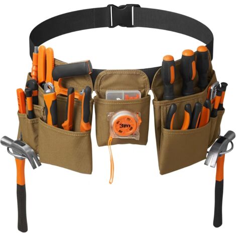 19 Poches Ceinture Porte Outil Bricolage Réglable Ceinture Pratique,Sacoche Outils Kaki (1/5)