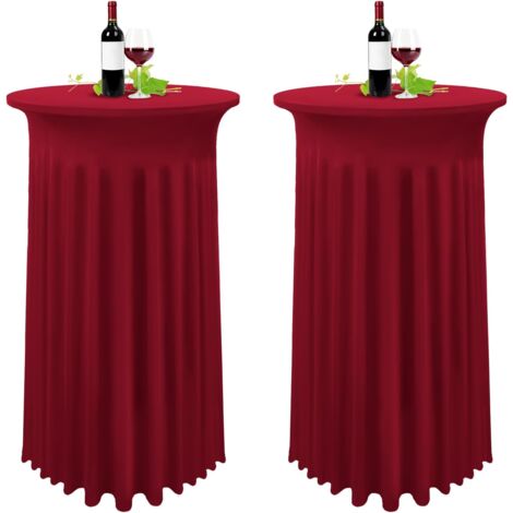 Aougo – Lot de 2 nappes jupe plissée en élasthanne 80 x 110 cm – Couleur bourgogne – Protection contre poussière et éclaboussures