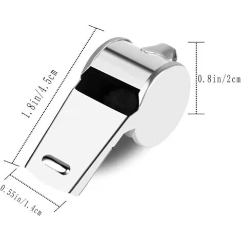 Sifflets, Metal Sifflet à Roulette, Sifflet Puissant et Net, Métal Sifflet avec Une Longe en Nylon Amovible(Argent)