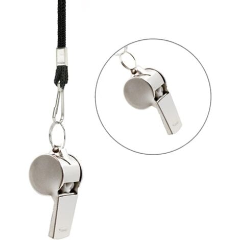 Sifflets, Metal Sifflet à Roulette, Sifflet Puissant et Net, Métal Sifflet avec Une Longe en Nylon Amovible(Argent)