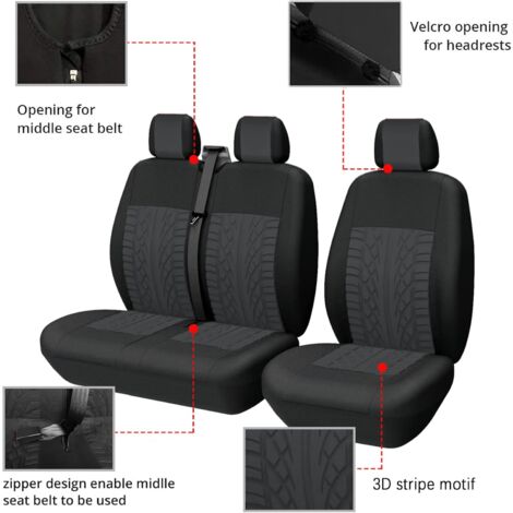 Jeu de 2 housses universelles sièges avant voiture Ganimede noir et gris avec certificat KBA