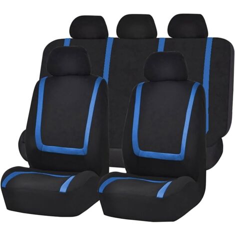 9 Pièces Set Complet Housses De Siège Voiture, Housses Siège Avant Et Arrière Voiture Universelles(Bleu) (1/4)