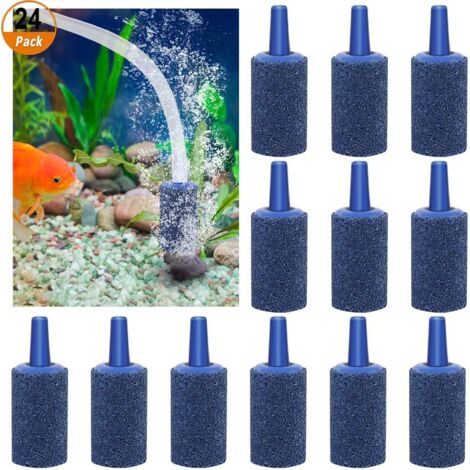 24 Pcs Pierre d'air Bleue Cylindre Pierre à Bulle d'air de l'Aquarium, pour Réservoir de Poissons Oxygène d'Aquarium, 25 15mm (1/5)