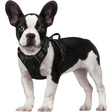 Harnais Chien Anti Traction,Harnais Réfléchissant Réglable avec Attache Devant Harnais pour Chien Moyen,Taille S