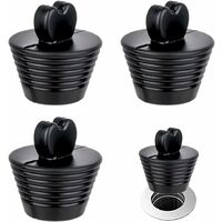 Bouchons D'évier En Silicone - Lot De 4, Universels, Pour Baignoire, Douche, Lavabo (noir Et Gris)
