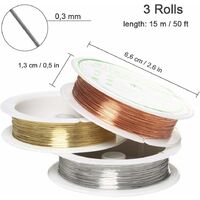 Fil à Bijoux Argenté 0,3 Mm - Lot De 4 Rouleaux (200 M Total), Souple, Antirouille, Pour Perles, Fleuriste, DIY