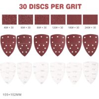 50 Papiers à Poncer Triangulaires GZKTY - Grain P40, 145x104mm, 5 Trous, Pour Bois Et Métal