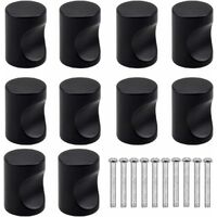 10PCS Noir Poignée de Porte de Tiroir, Bouton de Meuble, Boutons de Tiroir à Trou Rond Unique, Boutons de Porte Modernes, Poignées de Meubles pour Placard Armoire Cuisine, Chambre d'Enfants