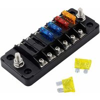 Boîte à Fusibles 12V Fentar 6 Voies - Avec Fusibles 5A-20A | Pour Voiture, Camping-Car, Bateau