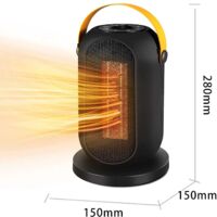 Chauffage Soufflant Céramique PTC 1200W - Mini Radiateur Avec Télécommande, Thermostat, Minuterie 12H - Pour Bureau, Chambre