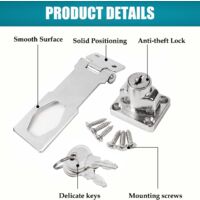 2 Pièces Moraillon De Verrouillage Chromé Loquet Avec Cadenas Et Clés Uniques 105mm/4in Serrure Porte Verrou De Porte Fermeture Pour Meubles Boîte Aux
