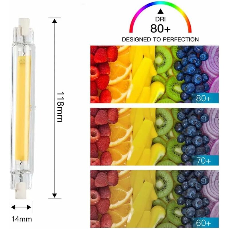 Lampadina Led R7S Lineare 118mm 9W SMD Bianco caldo 3000K Aigostar 