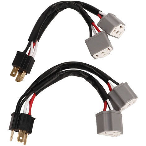 Lot de 2 Câbles Répartiteurs de Phares en Nylon PVC 9003 H4 Adaptateur de Prise de Faisceau de Phares Mâle vers Femelle 2 Voies pour Camion Pickup Fiche de Câble LED (1/5)